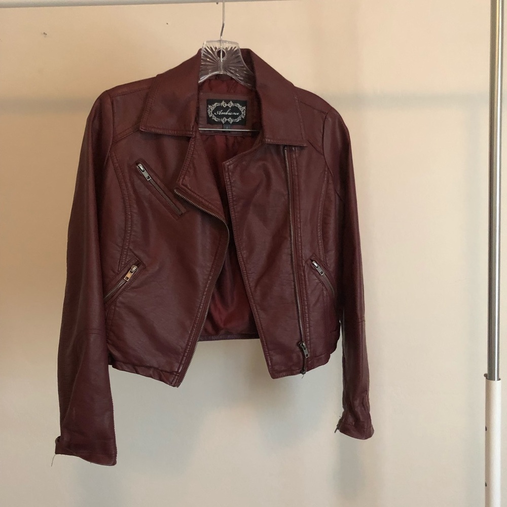 Maroon Leather Moro Jacket